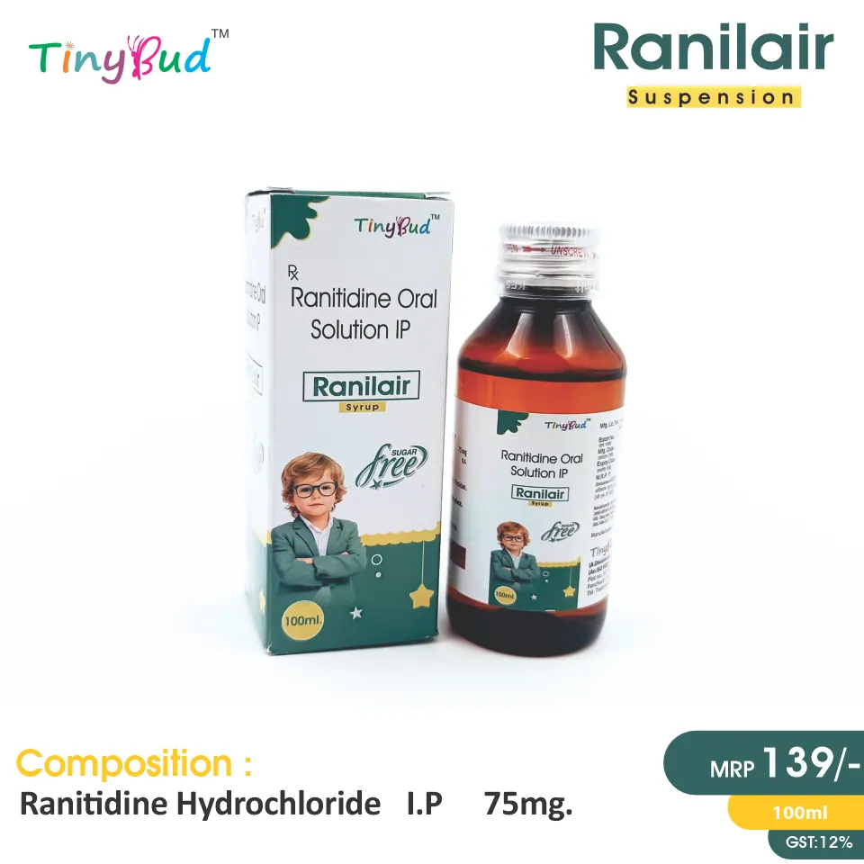 Ranitidine (75mg/5ml) Suspension at the best price in PCD Pharma Franchise for H2 Antagonist, Acid Reflux and Ulcer Treatment.